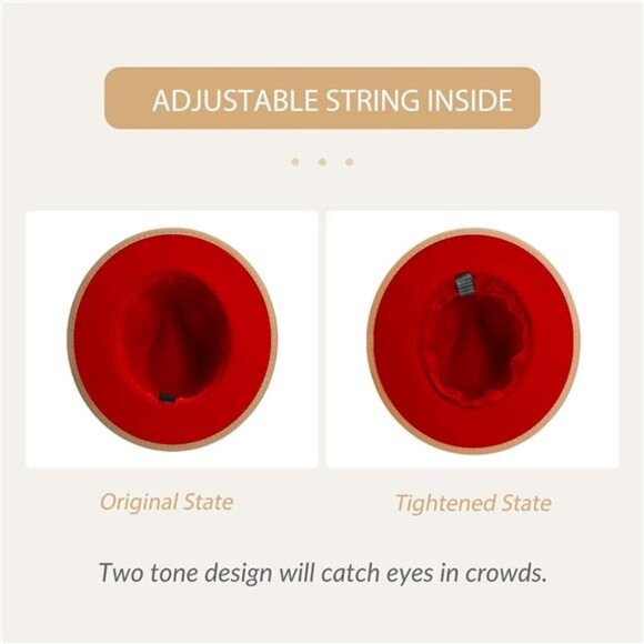 Fedora Hats for Men & Women Wide Brim Fedora Felt Panama Hat Men's Dress Hats - Picture 4 of 7